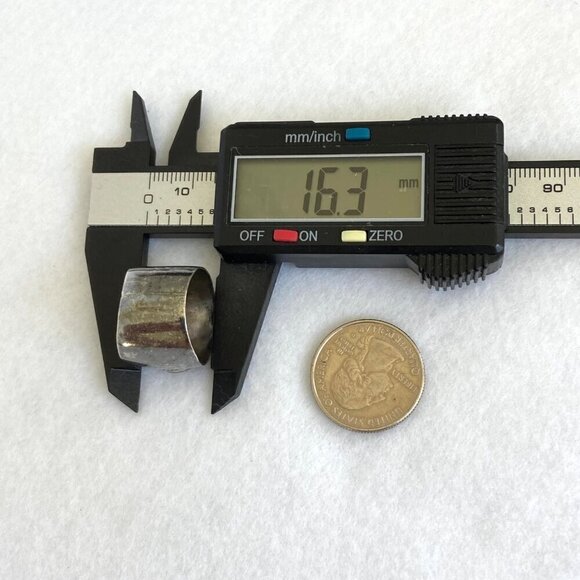 Oxidized Sterling Silver 950 Round Rose Quartz 16MM Wide Band Ring Sz 8.75 - Picture 15 of 16